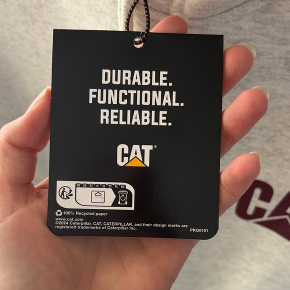 CAT Women's Light Gray Crewneck Hoodie with Maroon Logo - Picture 3 of 8